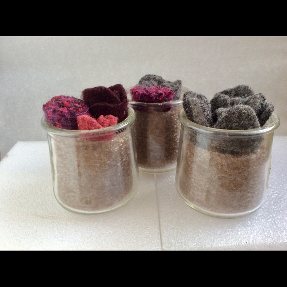 Faux Felted Succulents. Set of Three